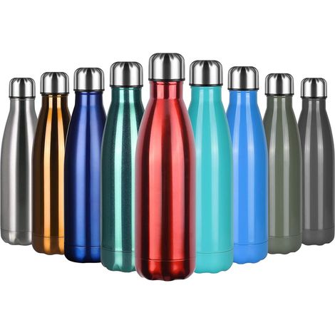 Insulated Water Bottle, 500ml Stainless Steel Water Bottle, Double Wall Vacuum Insulated, Keeps Drinks Hot/Cold, BPA-Free and Eco-Friendly, with 1 Cup Holder and 1 Brush (1/5)