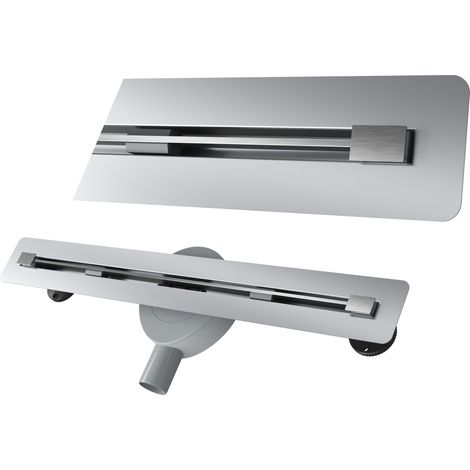 Caniveau de douche linéaire sous carrelage 60cm Granitan Luno Inox Acier 2 en 1 avec siphon (1/5)