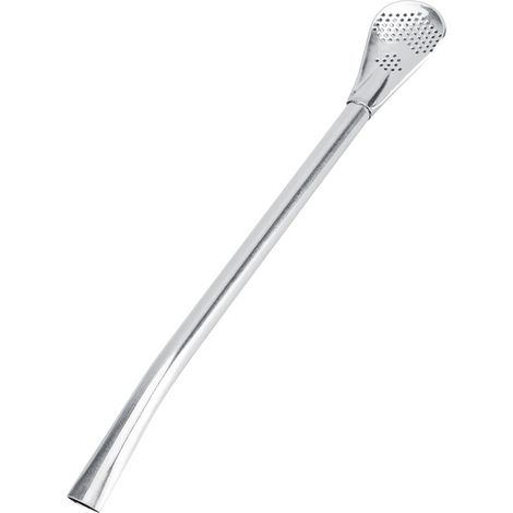 Cuillère à cocktail réutilisable et lavable en acier inoxydable avec paille, taille L (1/5)