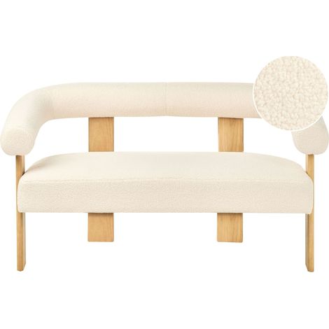 Sofa 2 Seater ILBRO Boucle Off-White/ Light Brown