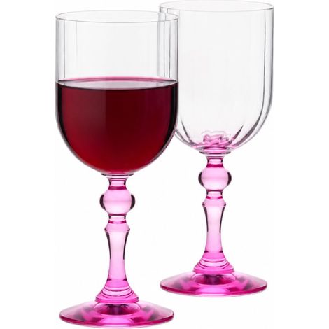 Verres à Vin Lot de 2, 300 ml, Pied Rose, Collection Bubble (1/5)