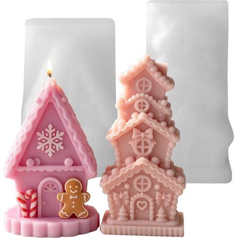 Moldes de silicona para velas, molde con forma de casa para manualidades (1/5)