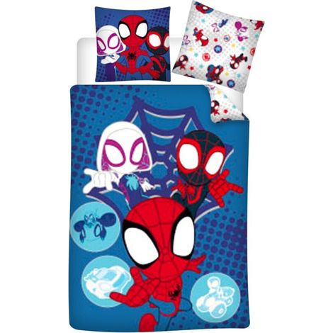 Parure de lit réversible Spiderman - Bleue - 140 cm x 200 cm (1/2)