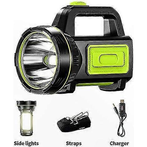 Wiederaufladbare LED-Taschenlampe mit Seitenlicht, wasserdichte Campinglampe für Outdoor-Abenteuer, unverzichtbar für die Notfallausrüstung (mit Seitenlicht) (1/5)