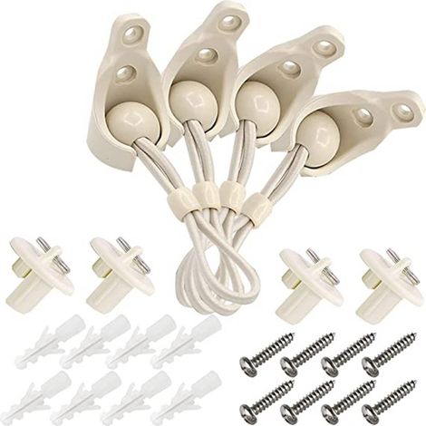 Ensemble de boucles de serrage pour rideaux coupe-vent, élastique beige et embouts inclus.