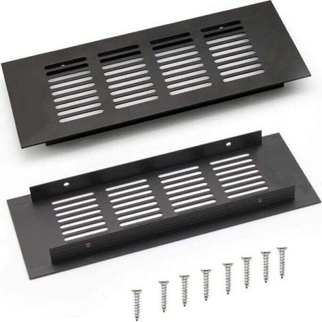 YMYNY 2 Pièces Grille D’aération en Aluminium à Encastrer, Grille de Ventilation 200 mm Angulaire pour la Ventilation des Placards et des Chambres (Noir) (1/4)