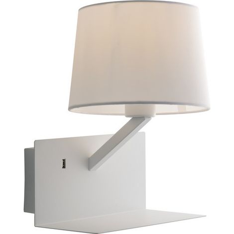 Fan Europe Ciak - Estante para lámpara al lado de USB Reading, blanco, E27