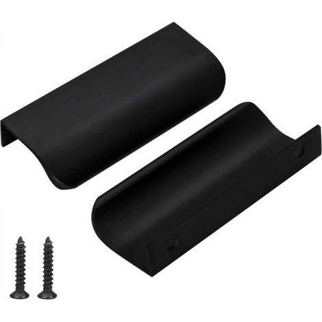 Set di 2 maniglie per mobili da cucina in lega di alluminio nera, interasse fori: 64 mm, con viti.