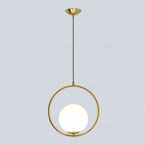 Moderne Mode Suspension Lampe Fer Verre LED Luminaire Suspension Boule Verre Vec Du Métal Doré Ampoule incluse(Or) (1/3)