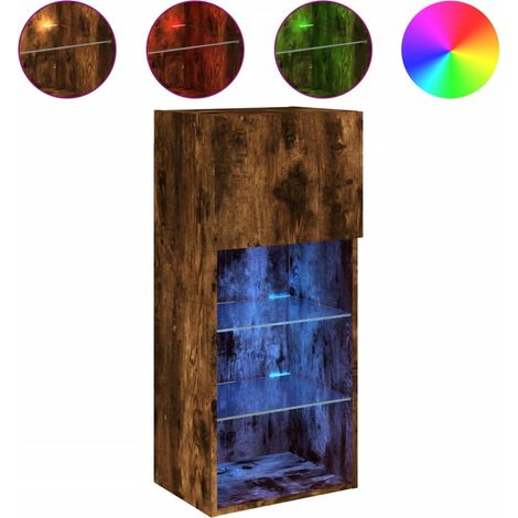 Mobile TV  Armadietto TV  Mobile Porta TV con Luci LED Rovere Fumo 40,5x30x90 cm (1/4)