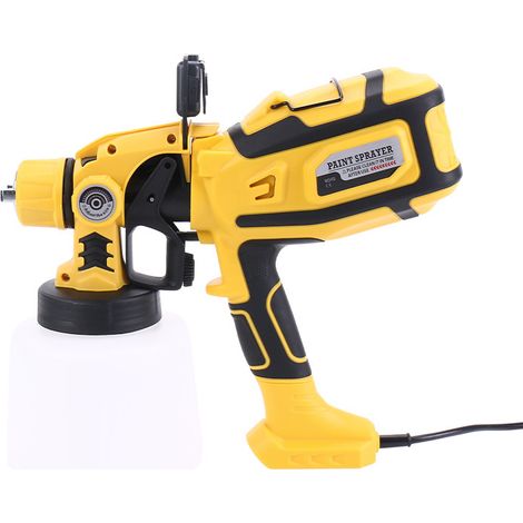 Pulverizador de pintura eléctrico con tecnología HVLP de 850 W, depósito de pintura de 1400 ml y caudal ajustable para muebles, vallas, paredes, puertas, uso interior y exterior.