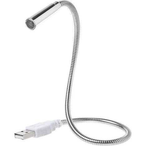 Lampe Led Usb - Col De Cygne Métallique Flexible - Lumière Blanche Vive - Pour Lecture Et Bureau - 1 Pièce (1/5)