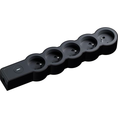 Rallonge multiprise 5x2P+T 16A 3680W avec Interrupteur on/Off, à compléter avec Un Cordon, Noir (1/2)