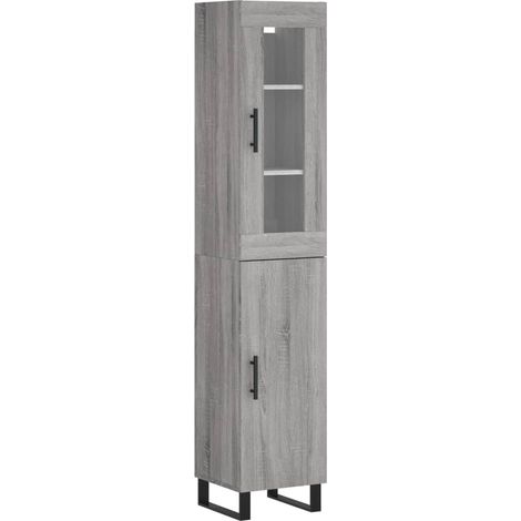 Aparador cajonera mueble almacenaje organizador cocina salón salón alto sonoma 345 x 34 x 180 cm madera de ingeniería gris 020035297