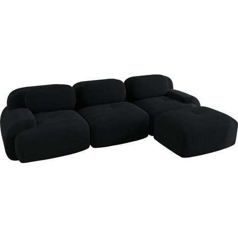 Sofá rinconera modular sin montaje de pana negra MODENUIT (1/5)