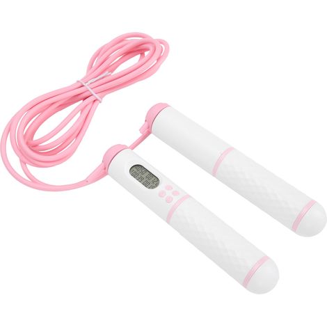 Corde à sauter électronique avec compteur, équipement de fitness sportif, blanc et rose (1/5)