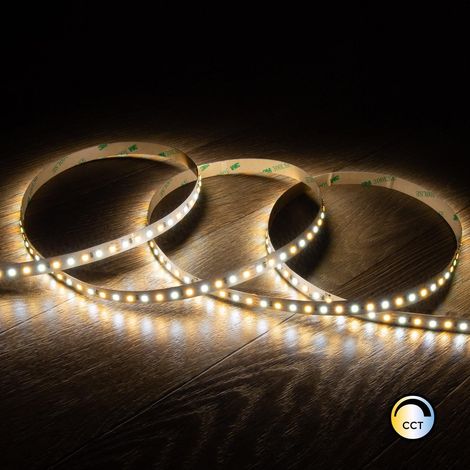 Ruban LED 24V SMD CCT 280 LED/m 5m 12W/m 1200lm/m Largeur 10mm Coupe 5cm IP20 CRI90 CCT (1/5)