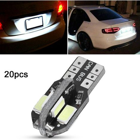 Lot de 20 ampoules LED 8 LED pour feux de position latéraux de voiture, compatibles Canbus T10 194 168 W5W 5730 (1/4)
