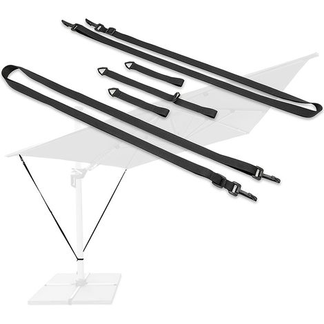 Sangles de fixation pour parasol d'extérieur (lot de 5) - Sangles/boucles de fixation coupe-vent pour parasols déportés de jardin (1/5)
