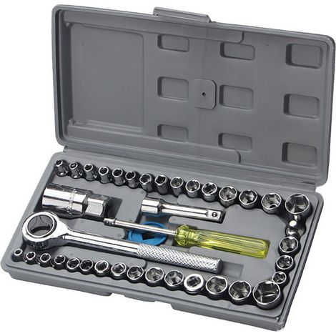 Coffret de 40 douilles pour outils auto et moto, ensemble de clés à cliquet (1/4)