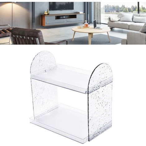 Organiseur de bureau à 2 niveaux, étagère de rangement double couche, support de bureau transparent, porte-papeterie, porte-cosmétiques, couleur transparente (1/5)