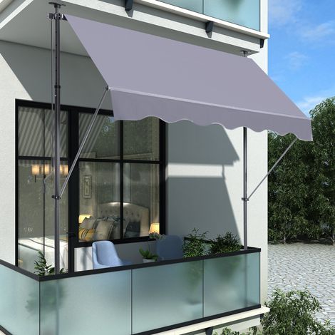 Tenda da sole a morsetto 300 x 120 cm regolabile, senza fori, grigia HAVRYA (1/5)