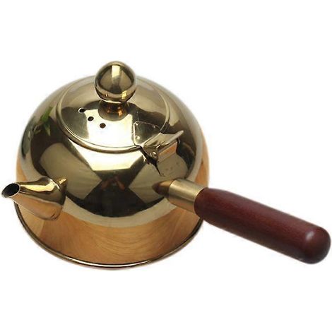 Bouilloire à une poignée de 500 ml, compatible induction, idéale pour le café, le lait et le thé. Acier inoxydable 304, couleur or. (1/4)
