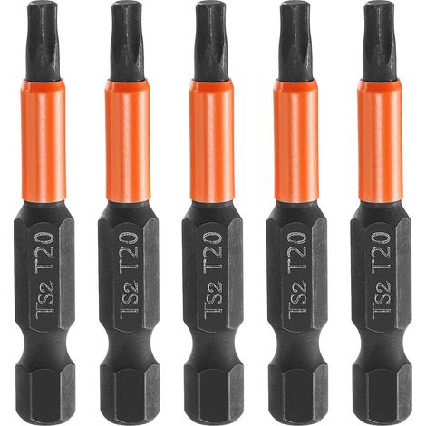 5Pcs Embout Tournevis Torx T20 1/4" Hex Shank Longueur 2" (50mm) (1/5)