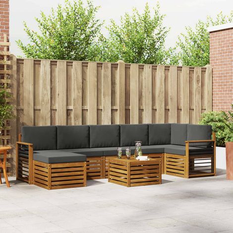 Ecksofa Set 8 pcs Natur und Anthrazit Massivholz Akazie (1/5)