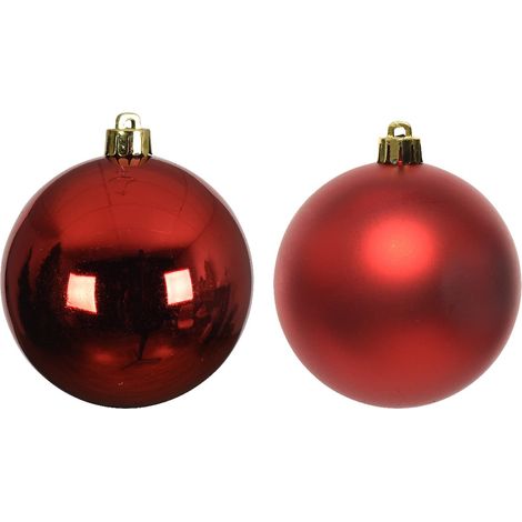 Bruchfeste Weihnachtskugeln Christmas Red rot Ø 10 cm aus Kunststoff - 4er Set