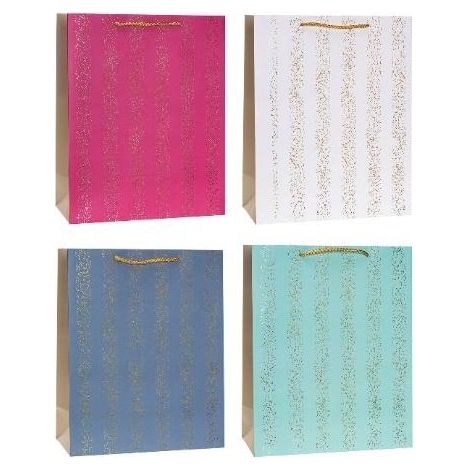 Borsa decorativa 31x42x12cm con stampa a caldo e rosette miste
