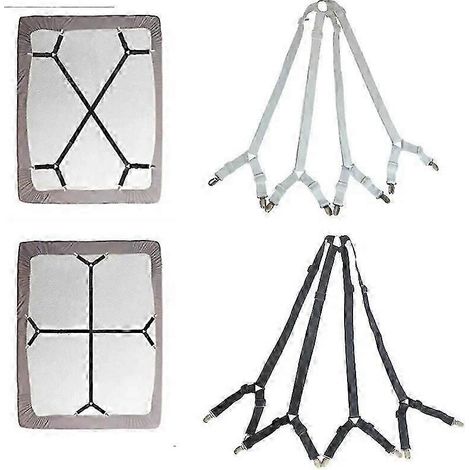 1 ensemble de bretelles de lit réglables avec attaches pour draps, pinces et supports pour draps-housses croisés. (1/5)