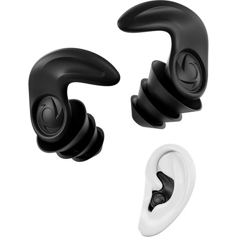 Tapones para los oídos para dormir, antirronquidos, impermeables, para nadar, correr, dormir de lado, viajar y practicar deportes (negro) (1/5)