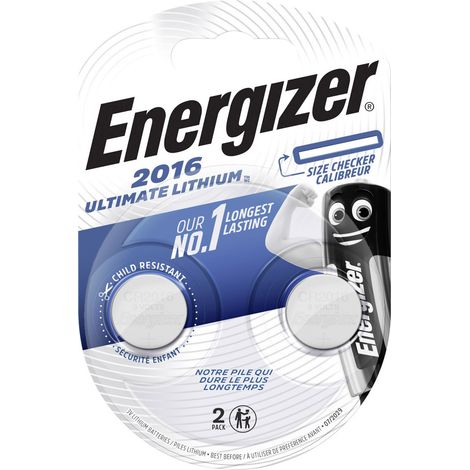 Energizer Knopfzelle CR 2016 Ultimate Lithium, 3 V, 2er Pack Knopfzellen (1/5)
