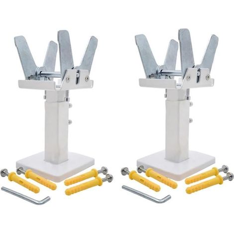 Kit de pieds de radiateur à montage au sol, supports de radiateur réglables en acier, kit de pieds de montage au sol, blanc + argent (1/5)