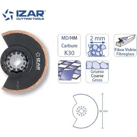 lame segmenté à concrétion carbure MD/HM Starlock Izar 85 mm