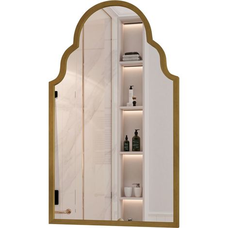 Miroir rectangulaire, miroir rectangulaire bronze 61x101CM, miroir mural avec cadre en métal, miroir de salle de bain pour mur, pour salle de bain, salon, chambre, décoration murale (1/5)
