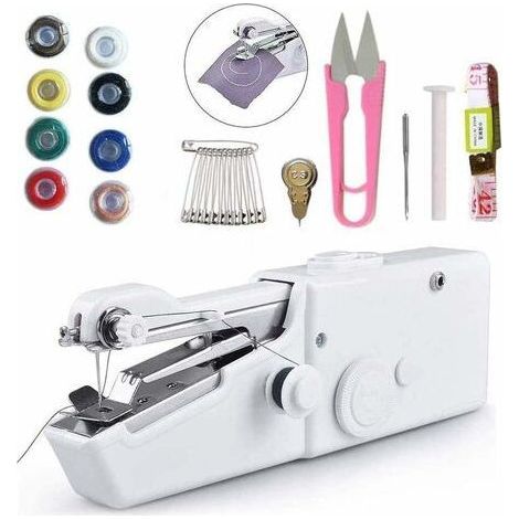 Mini máquina de coser eléctrica portátil con accesorios de costura para telas… (1/3)