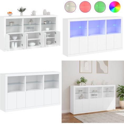 Buffet avec lumières LED blanc 181,5x37x100 cm - Meuble De Rangement - Buffet - Meuble Tv - Luminaire Led - Design Moderne - Home & Living (1/5)