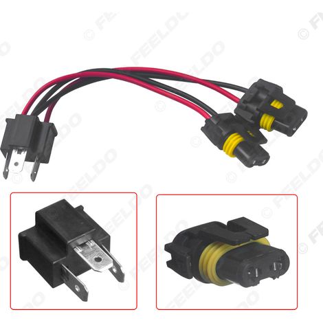 Câble de douille de lampe à fente large H4 vers 9006, deux câbles de douille de phare, câbles adaptateurs pour phares de voiture LED HID.