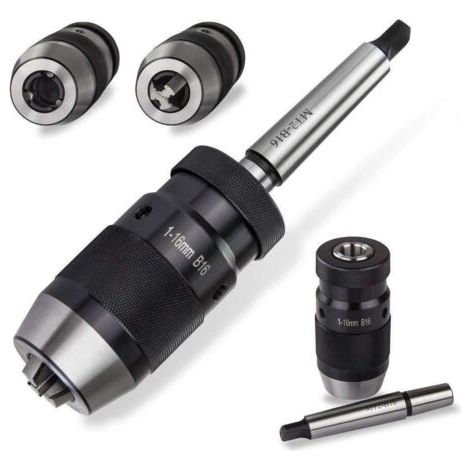 Mandrin de perçage auto-serrant sans clé MT2-b16 + tige d'extension Morse 1-16 b16 n° 2 (1/5)