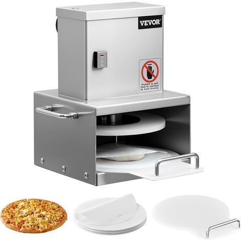 Presse à pâtes électrique, plaque 15 cm, presse à pizza en acier inoxydable, formeuse à pizza commerciale à épaisseur réglable, avec 100 feuilles de papier sulfurisé, pour cafés, boulangeries (1/5)