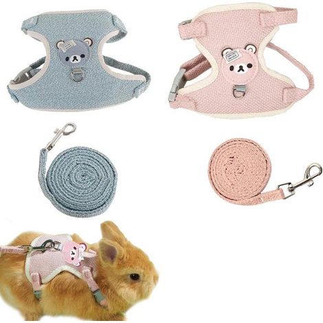 Harnais Réglable pour Lapin, Furet, Chat, Chaton, Chiot et Autres Petits Animaux - 2 Pièces - S (1/5)