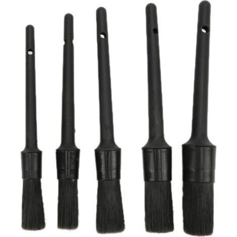 Jeu de brosses de détail automobile, 5 pièces, pour le nettoyage de l'intérieur et de l'extérieur du moteur, siège en cuir noir (1/4)