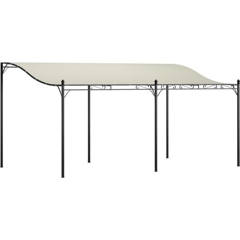 Pergola 3x5m toit flexible bâche imperméable cadre métallique ombre blanc crème