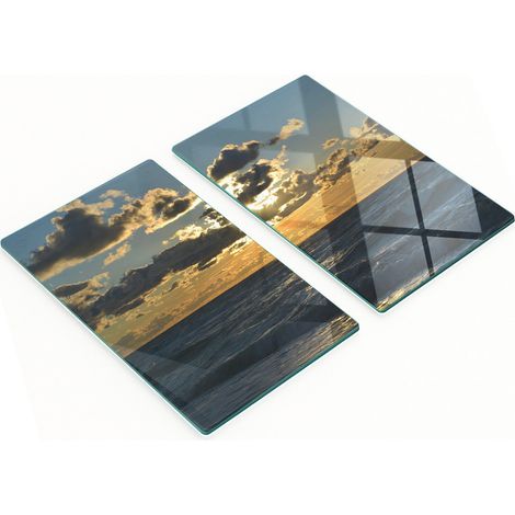Planches en verre élégantes (2 pièces) - Coucher de soleil sur la mer - 2 x 30 x 52 cm (1/5)