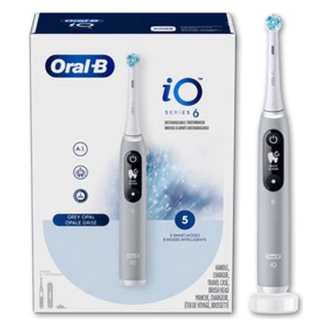 Oral-B  Cepillo de dientes  Serie iO 6  Recargable  Para adultos  Incluye 1 cabezal  5 modos de cepillado  Gris Ópalo (1/3)