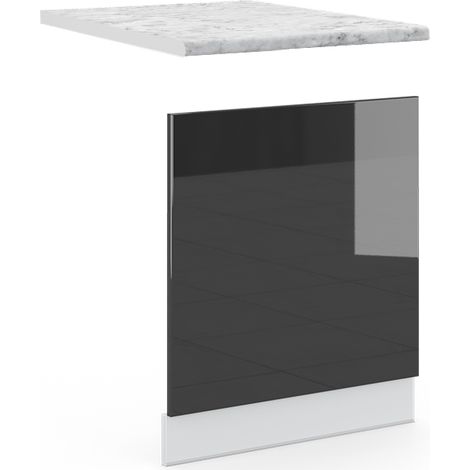 Panel frontal Fame-Line, Antracita alto brillo, 60 cm , ET Mármol, Vicco