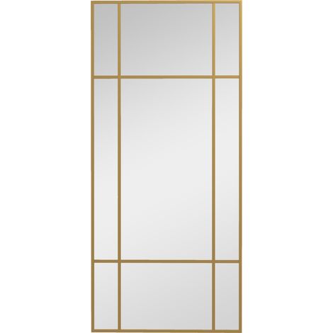Miroir mural décoratif 110 x 50 cm avec cadre métallique doré (1/5)