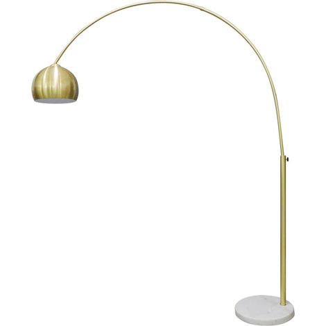 Lampadaire Arc en Laiton et Métal avec Socle en Marbre Hauteur Réglable 181 à 205 cm E27 - PANGIVO (1/2)